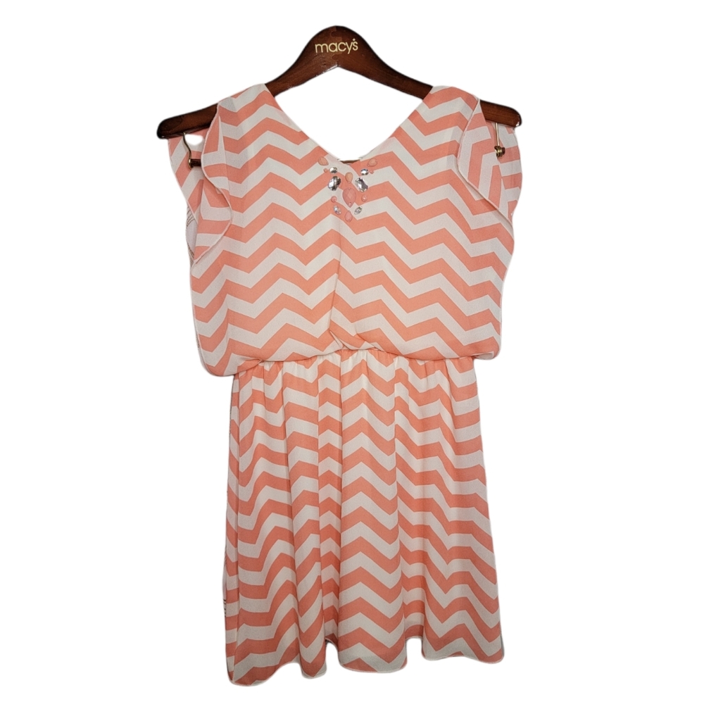 SPEECHLESS SHEER GIRLS DRESS WITH GEMS LARGE(10/12)